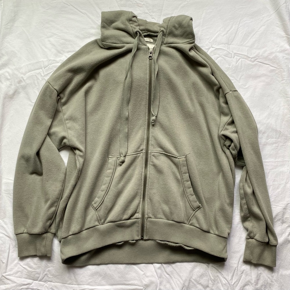 American Eagle Sage Green Oversized Slouchy Zip Up Hoodie - Women’s Size Small